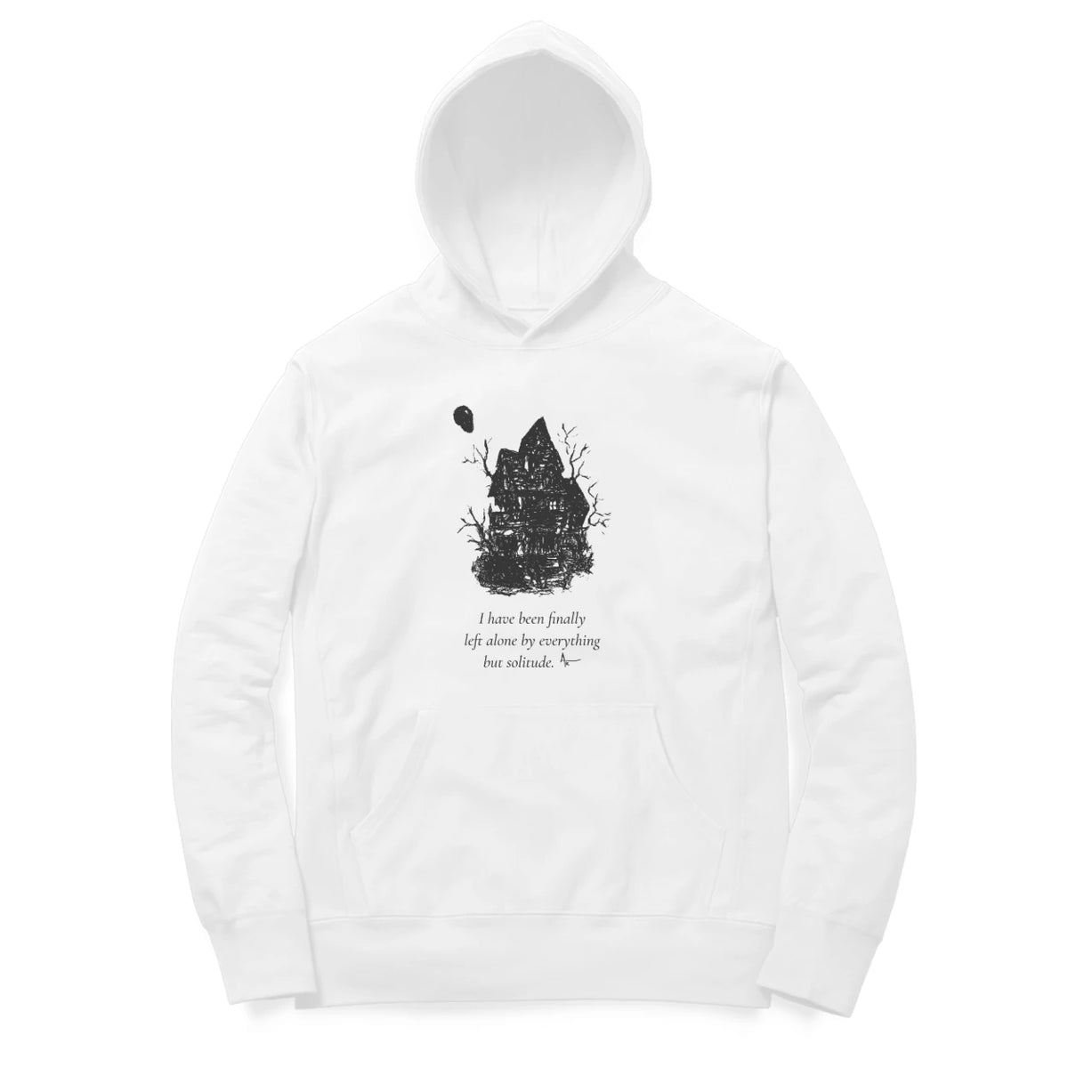 Haunted House Hoodie (White, Sketch + quote front (Ak logo)) - White