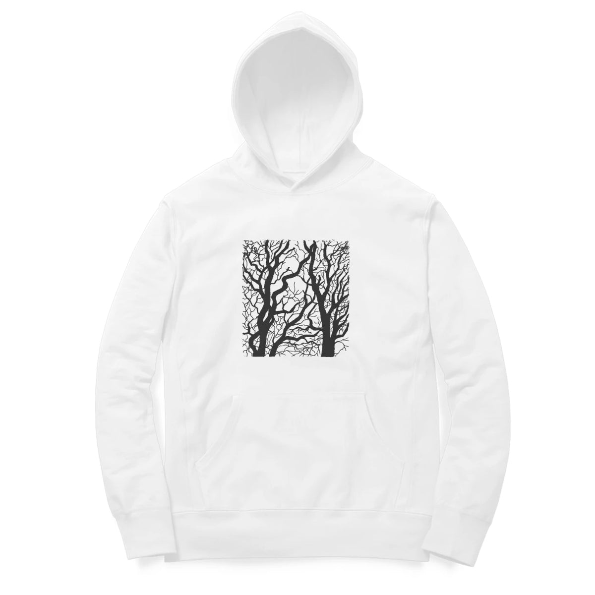 Bare Trees Hoodie – Sketch front only – White (front)