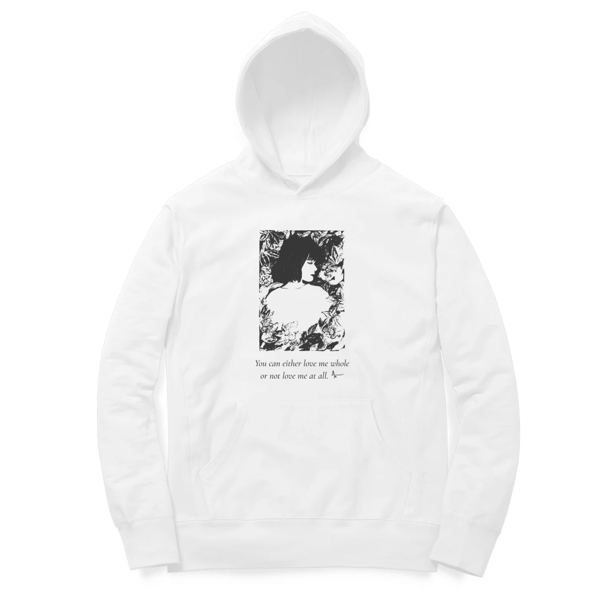 Girl in Bloom Hoodie (White, Sketch + quote front (Ak logo)) - White