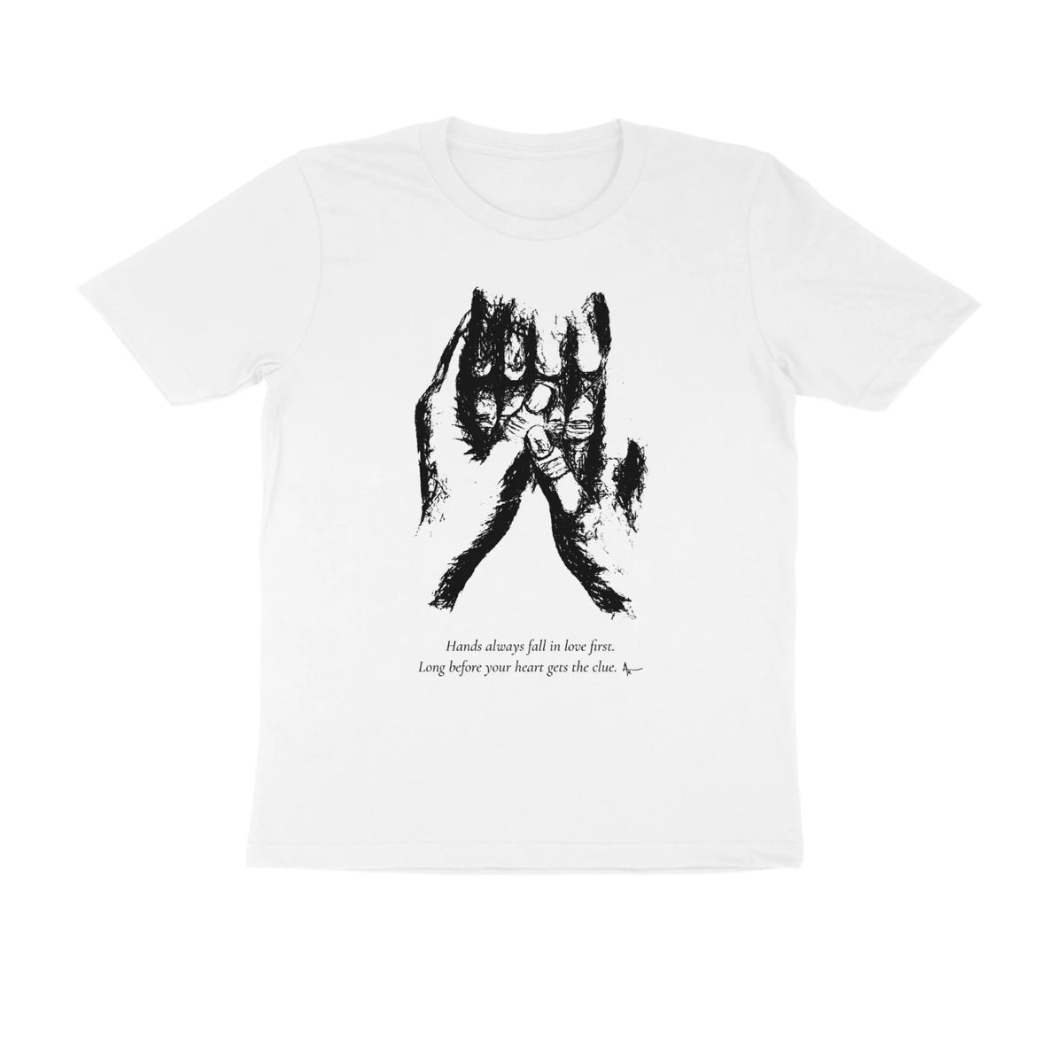Held Hands Tee – Sketch + poem front – White (front)