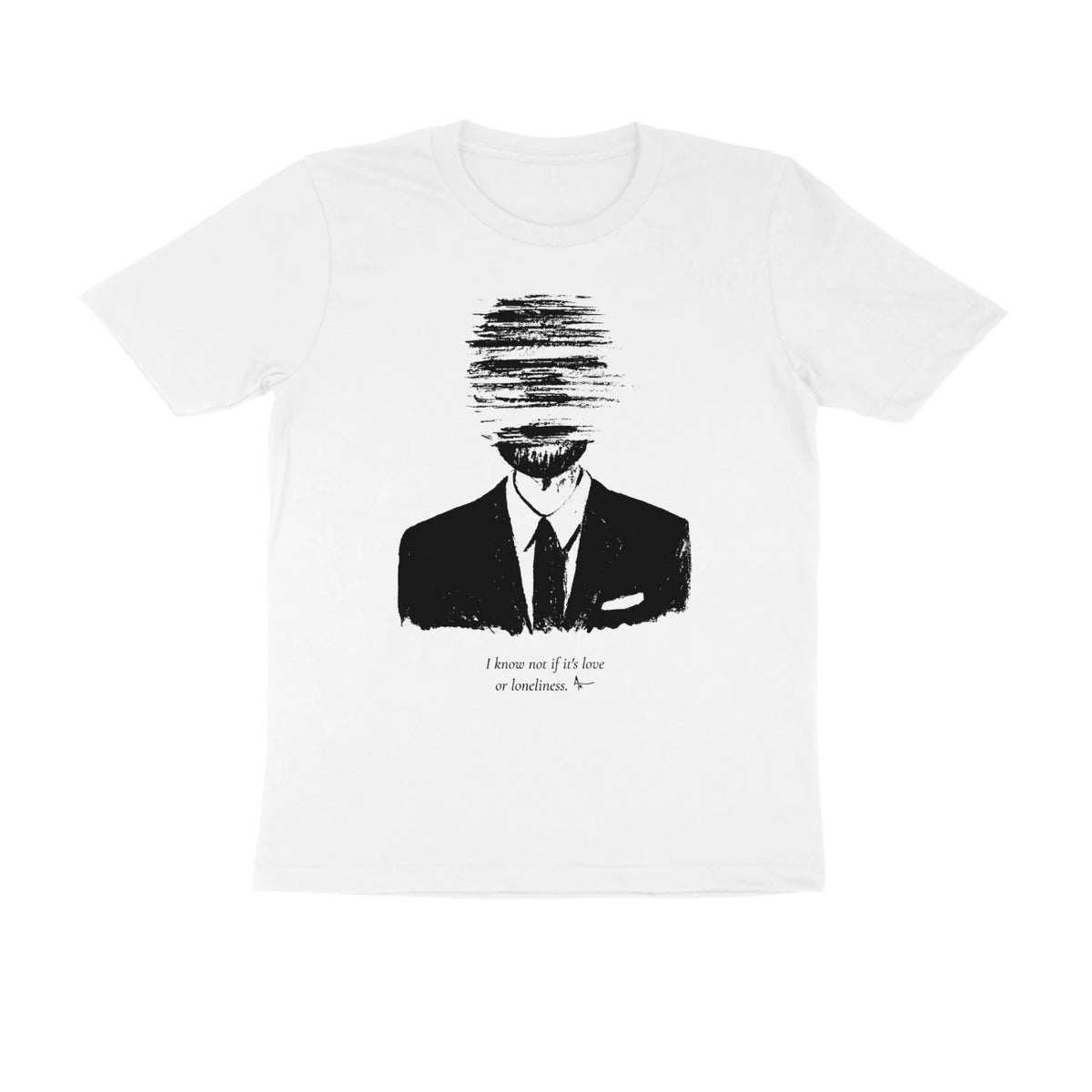 Faceless Tee – Sketch + poem front – White (front)