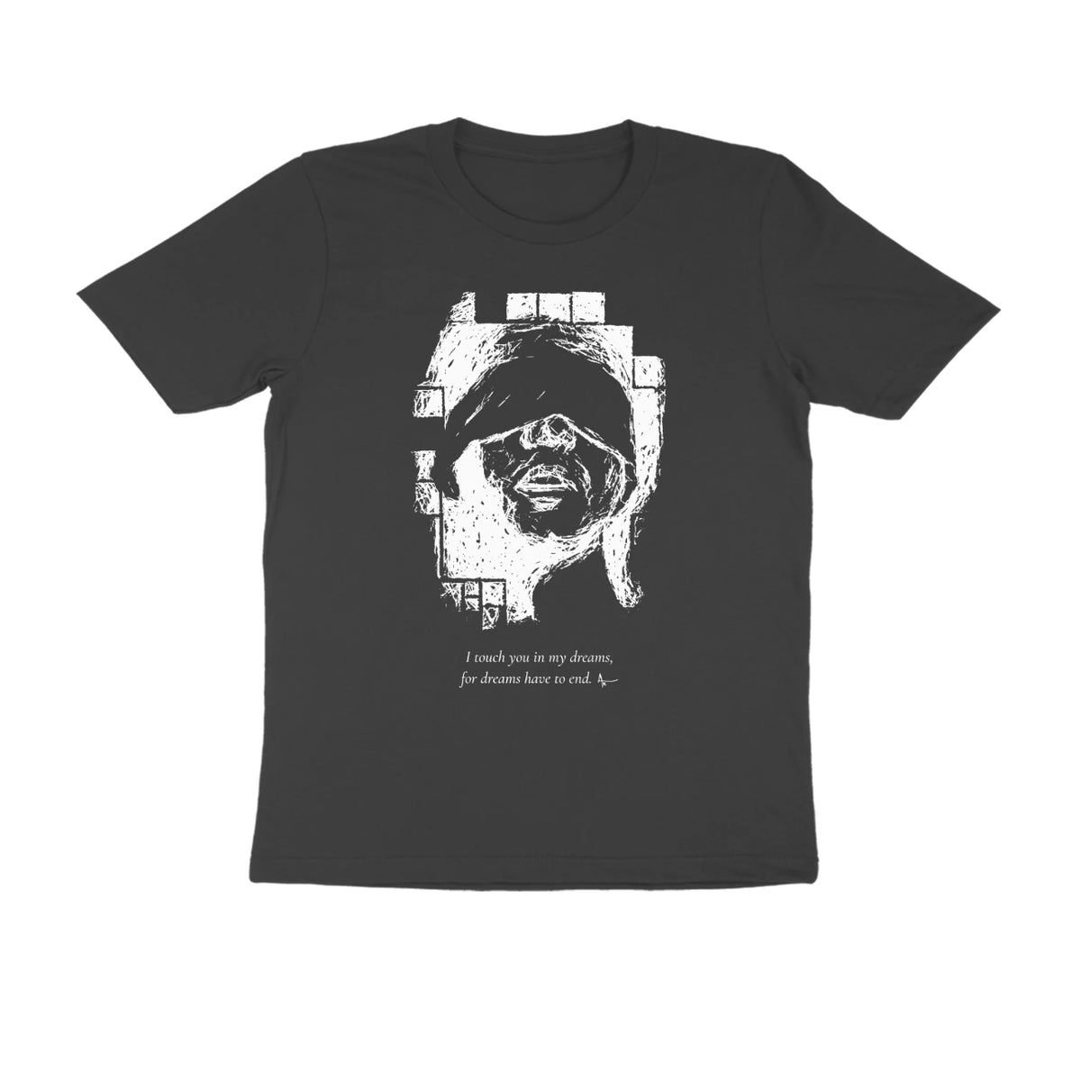 Blindfold Tee (Black, Sketch + quote front (Ak logo)) - Black