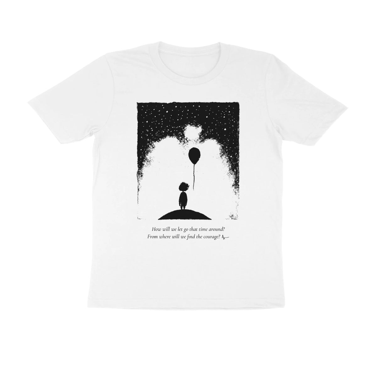 Balloon Girl Tee – Sketch + poem front – White (front)
