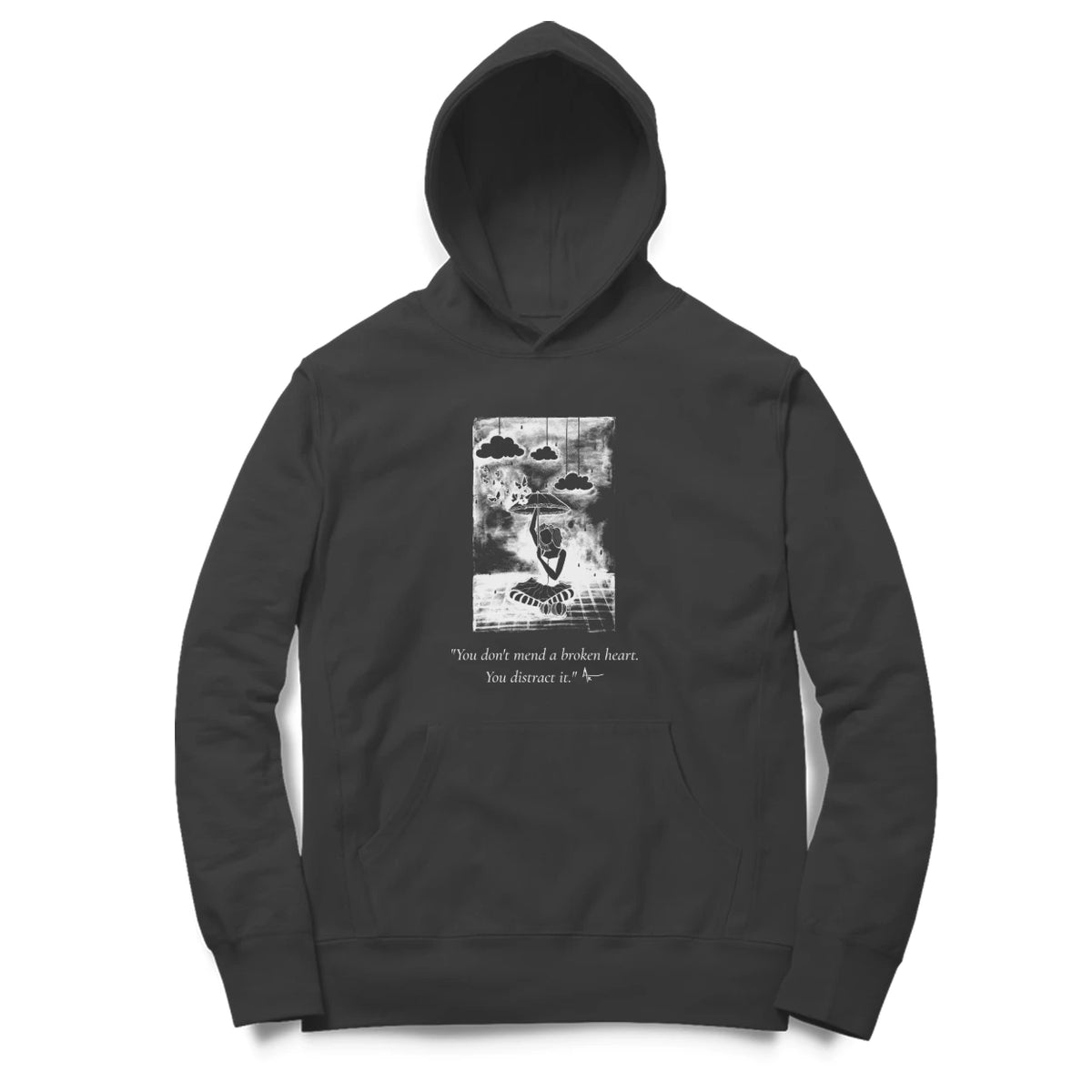 Cloud Dreamer Hoodie (Black, Sketch + quote front (Ak logo)) - Black