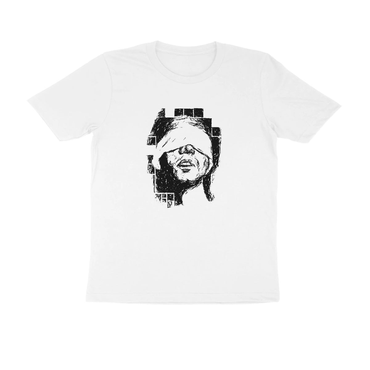 Blindfold Tee (White, Sketch front only) - White