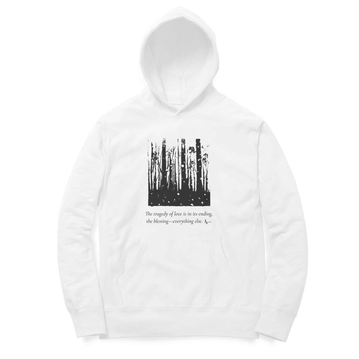 Forest Hoodie – Sketch + poem front – White (front)