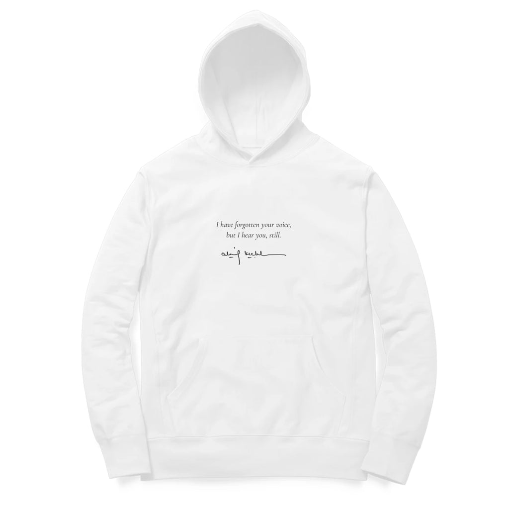 Sea Stairs Hoodie (White, Quote front / sketch back) - White