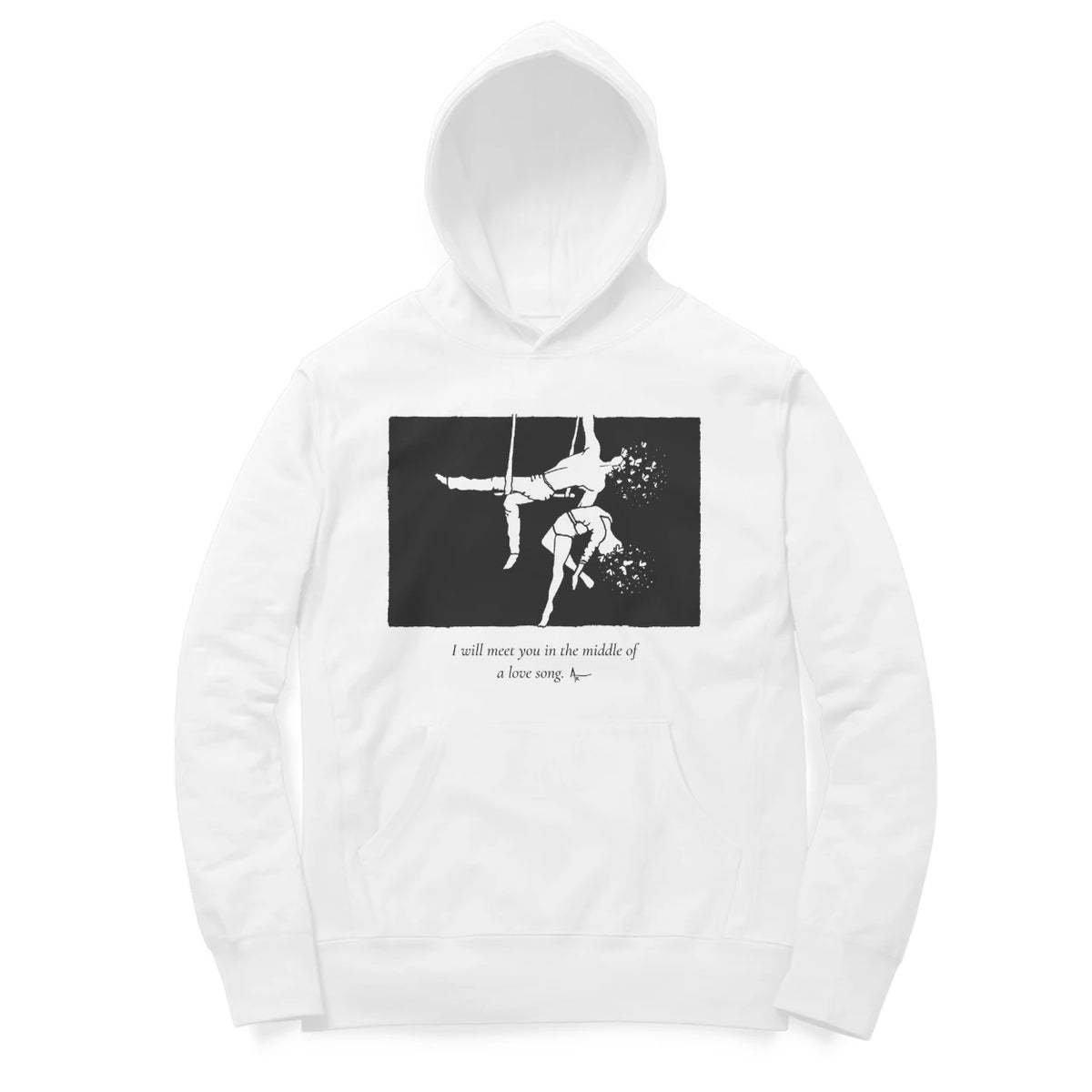 Aerialists Hoodie (White, Sketch + quote front (Ak logo)) - White