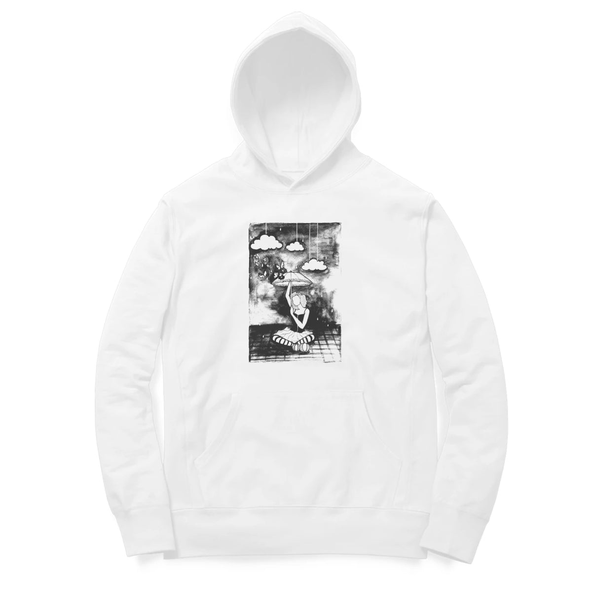 Cloud Dreamer Hoodie (White, Sketch front only) - White
