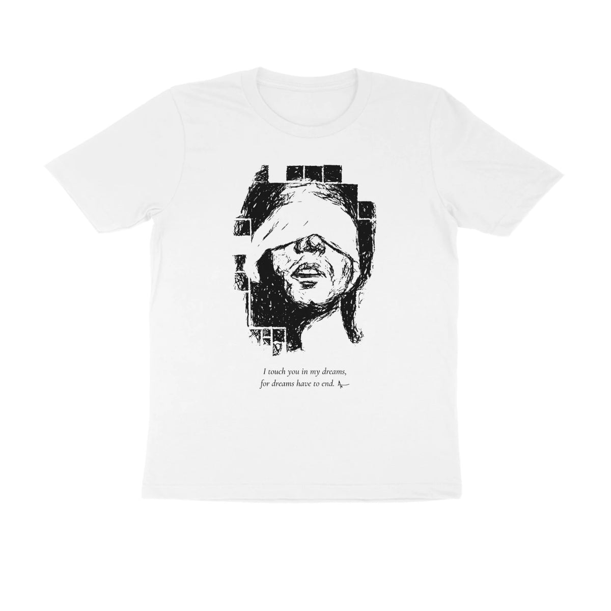 Blindfold Tee (White, Sketch + quote front (Ak logo)) - White