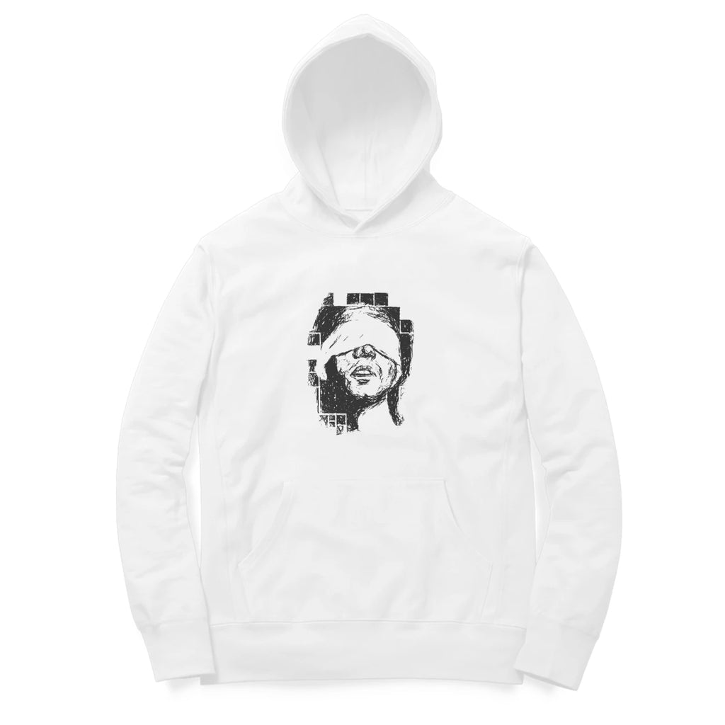 Blindfold Hoodie (White): I touch you in my dreams, - White