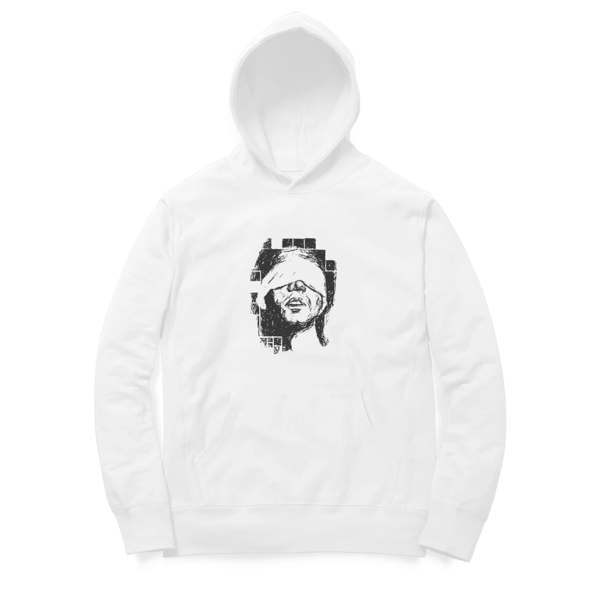 Blindfold Hoodie (White): I touch you in my dreams, - White