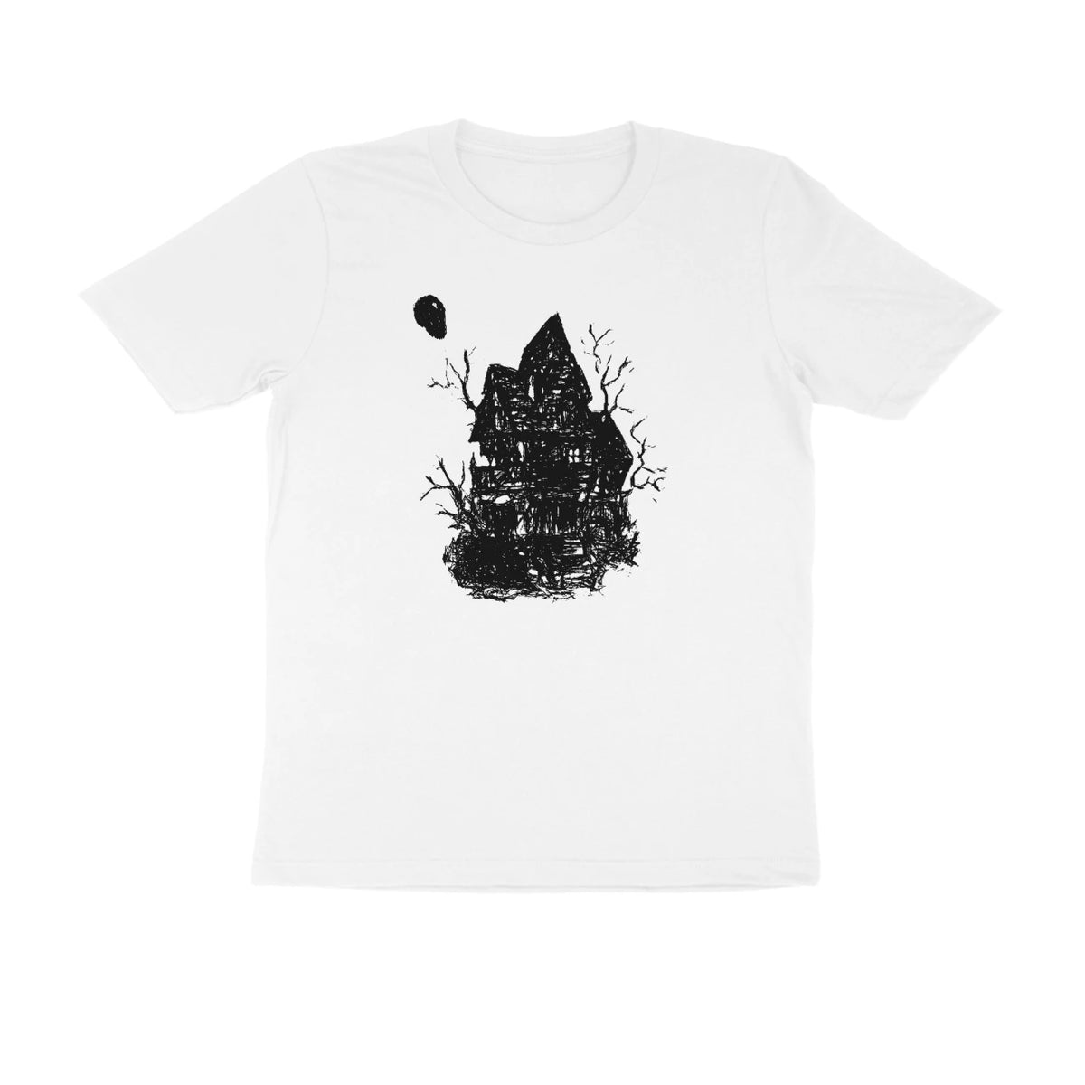 Haunted House Tee – Sketch front only – White (front)