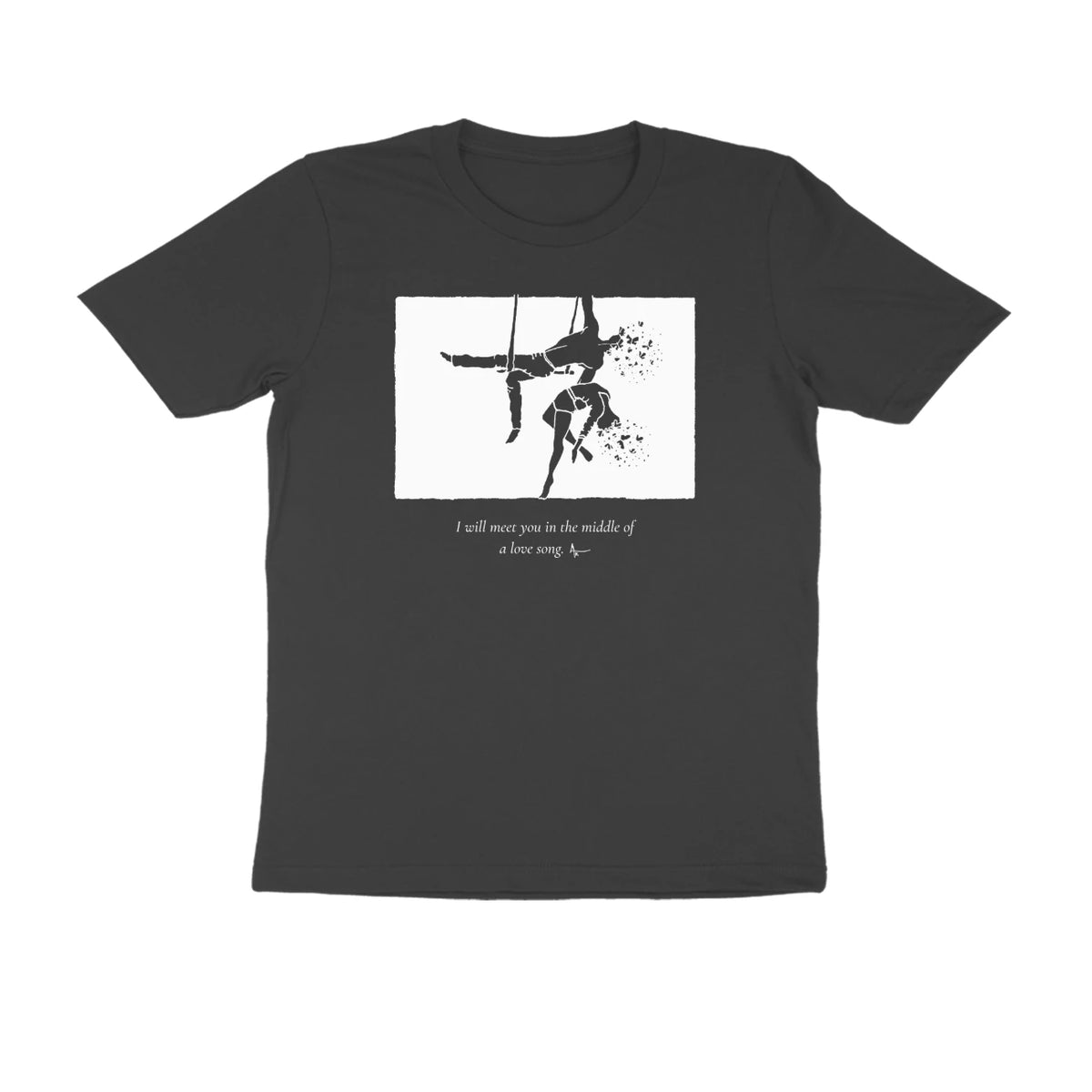 Aerialists Tee – Sketch + poem front – Black (front)