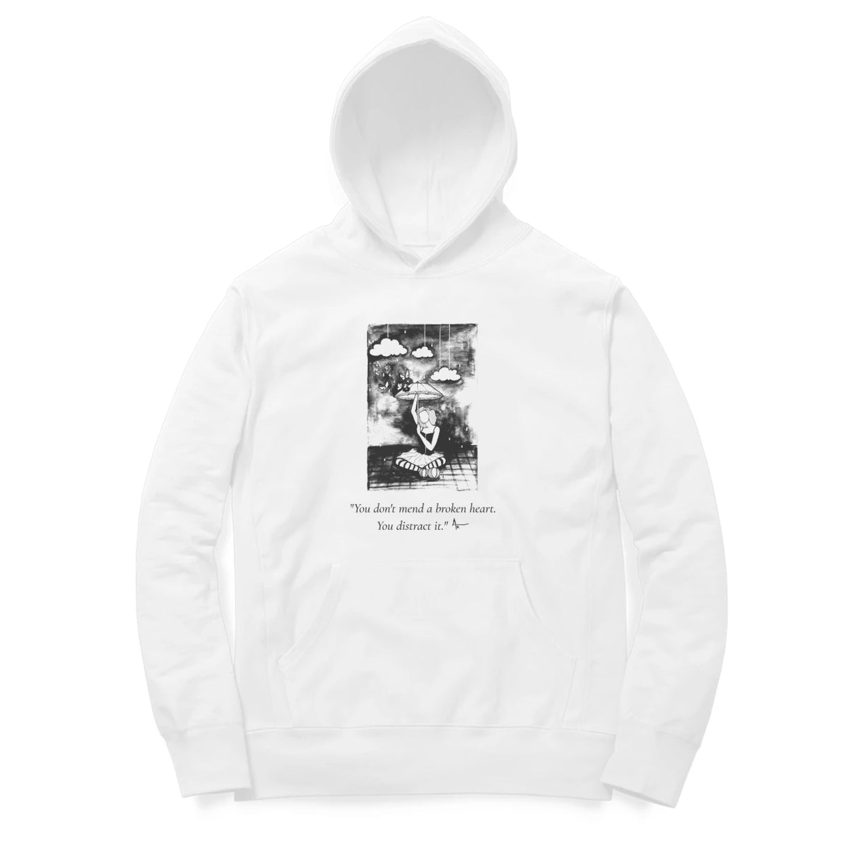 Cloud Dreamer Hoodie (White, Sketch + quote front (Ak logo)) - White