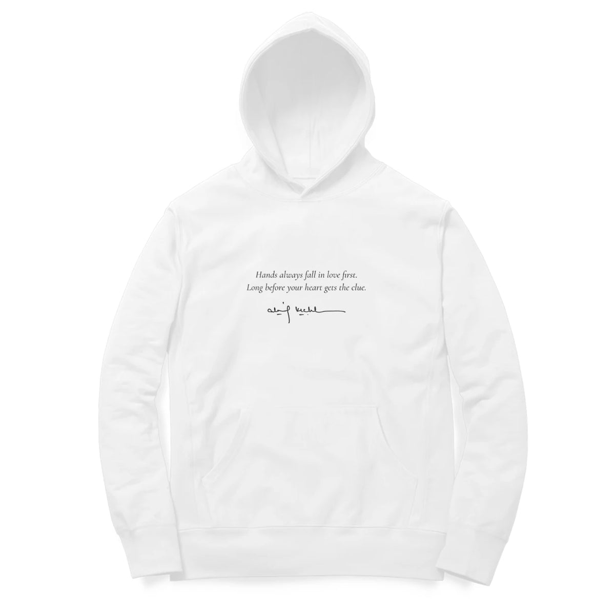 Held Hands Hoodie (White, Quote front only) - White