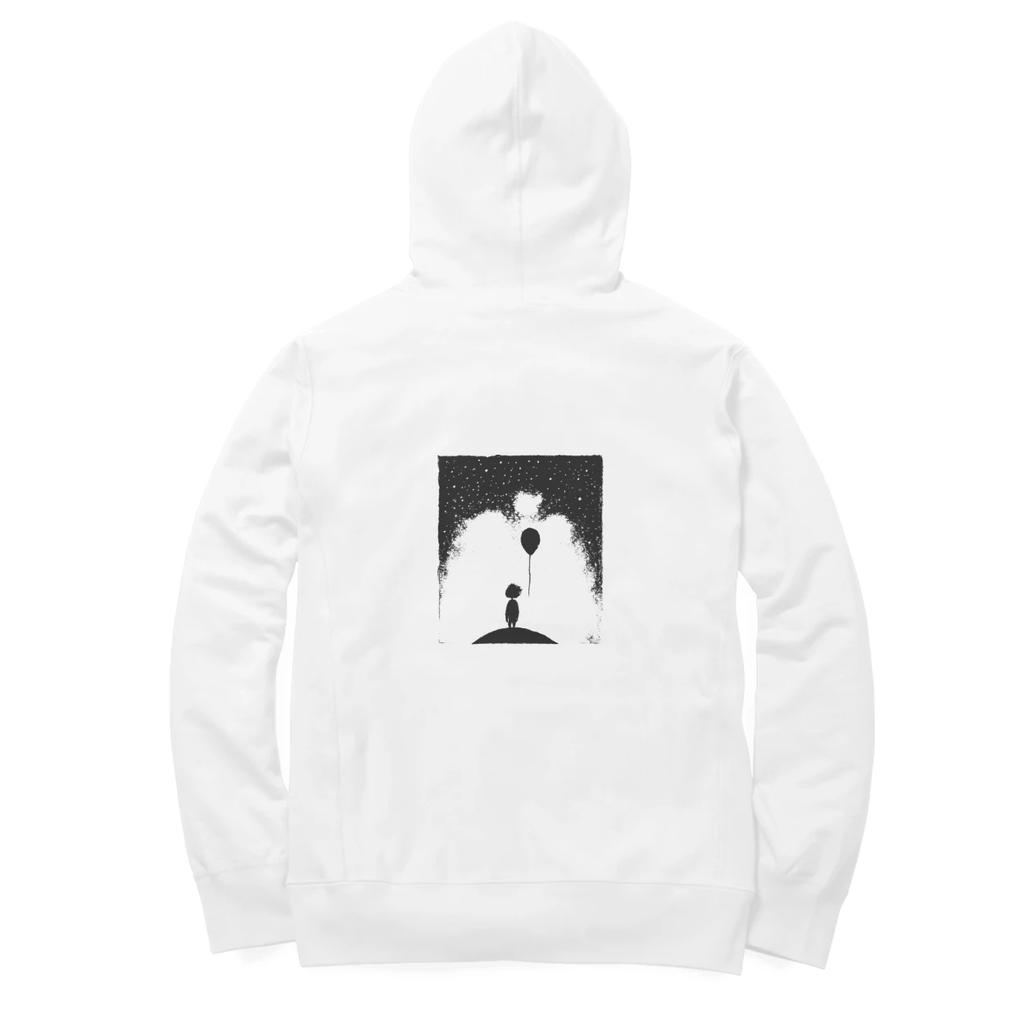 Balloon Girl Hoodie (White, Quote front / sketch back)