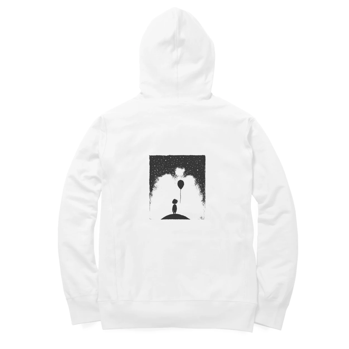 Balloon Girl Hoodie (White, Quote front / sketch back)