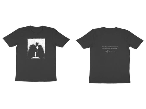 Balloon Girl Tee – Sketch front, poem back – Black (front and back)