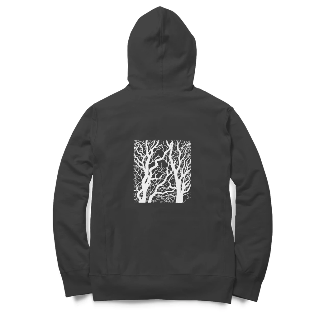 Bare Trees Hoodie (Black, Quote front / sketch back)