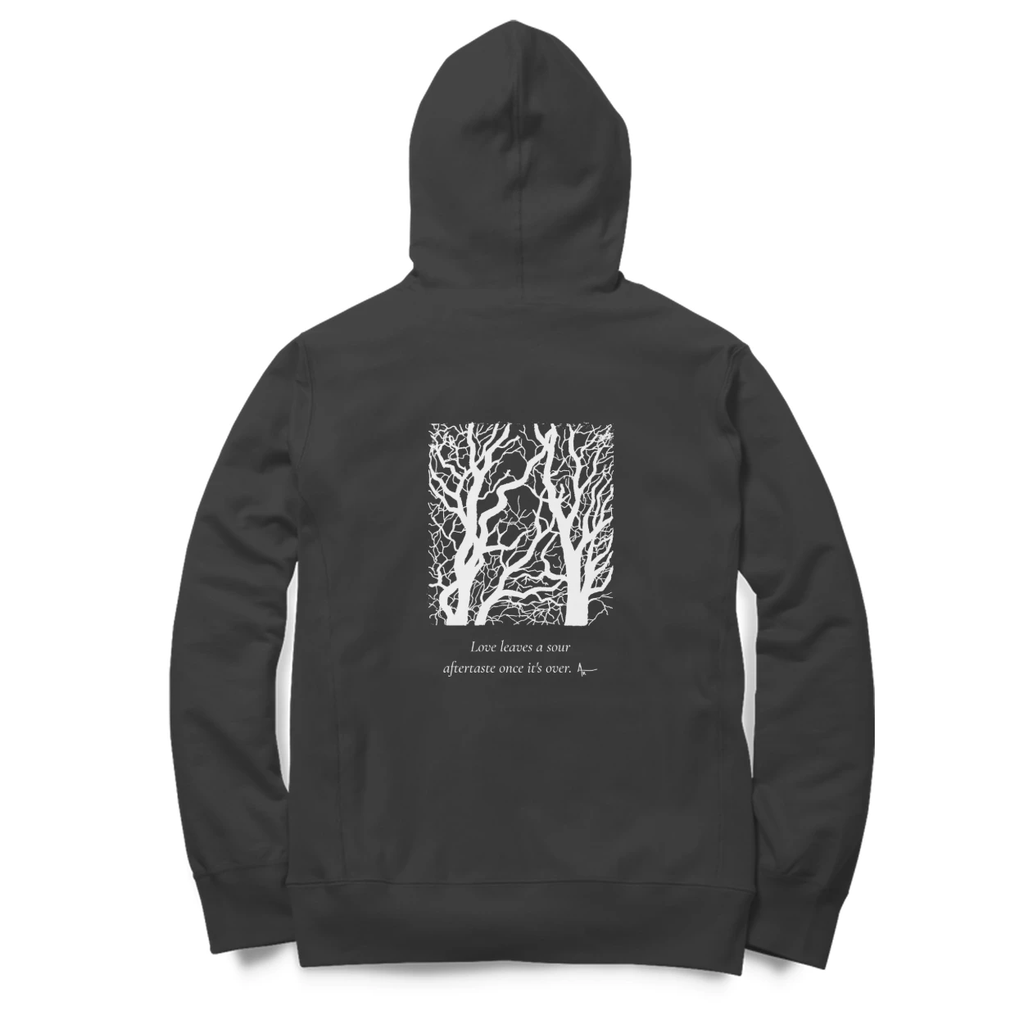Bare Trees Hoodie (Black, Ak chest logo front / sketch + quote back (Ak logo))