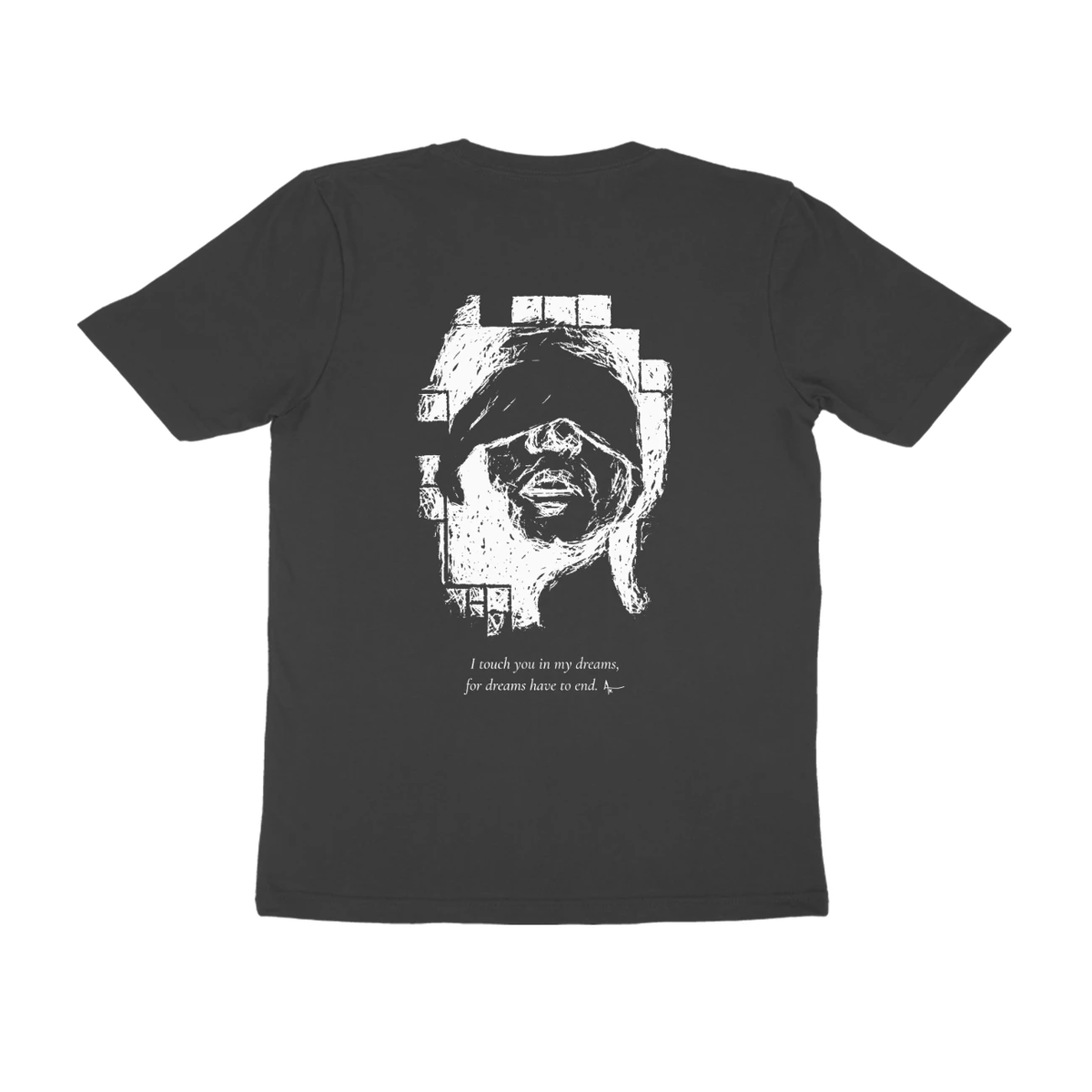 Blindfold Tee (Black, Ak chest logo front / sketch + quote back (Ak logo))