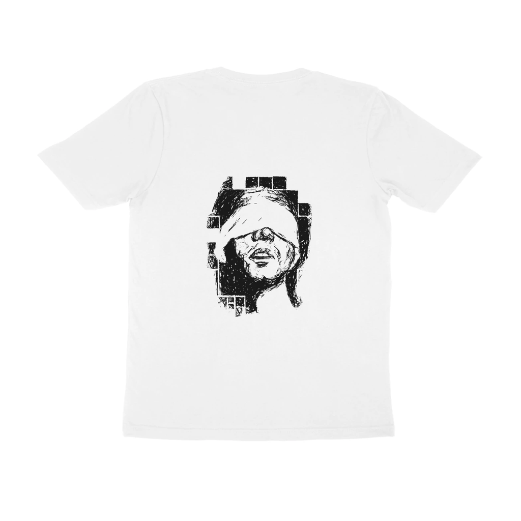 Blindfold Tee (White, Quote front / sketch back)