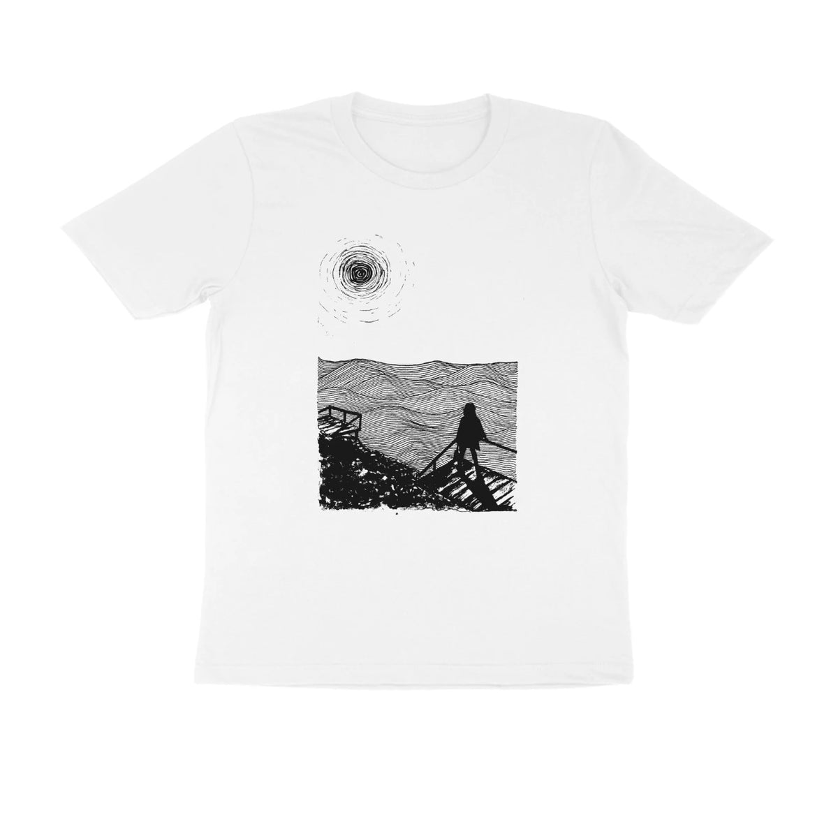 Sea Stairs Tee (White): I have forgotten your voice, - White