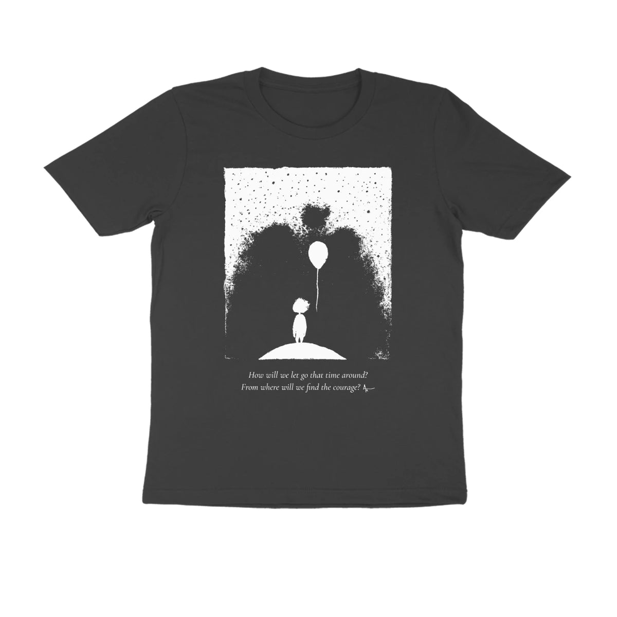 Balloon Girl Tee (Black, Sketch + quote front (Ak logo)) - Black