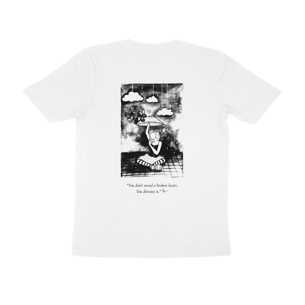 Cloud Dreamer Tee (White, Ak chest logo front / sketch + quote back (Ak logo))