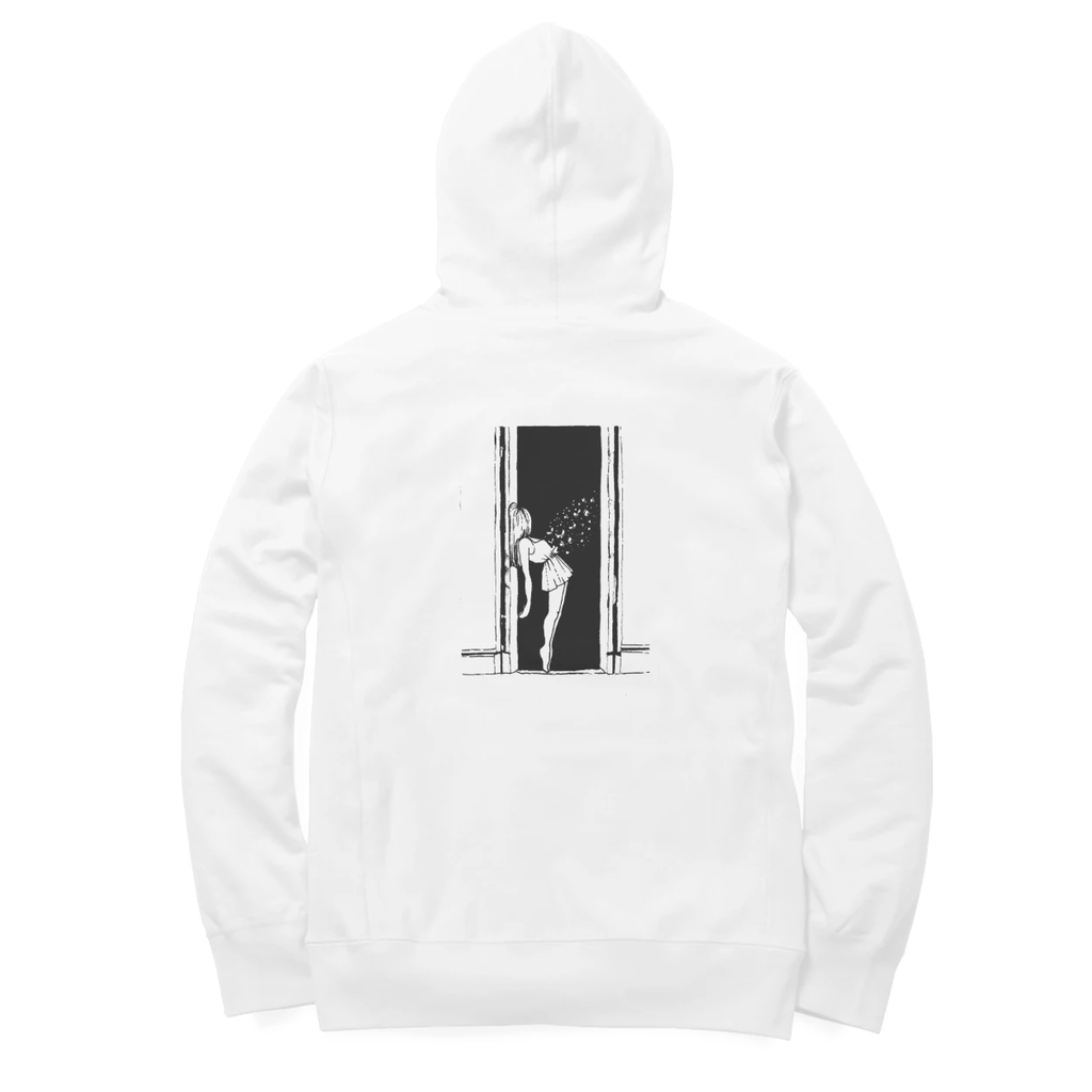 Doorway Hoodie (White, Quote front / sketch back)