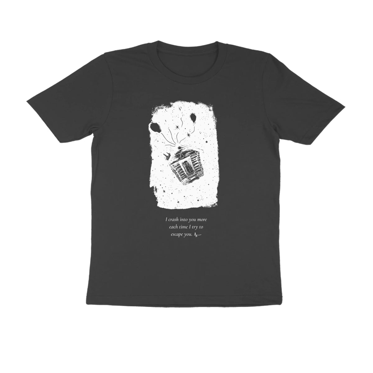 Basket of Light Tee – Sketch + poem front – Black (front)