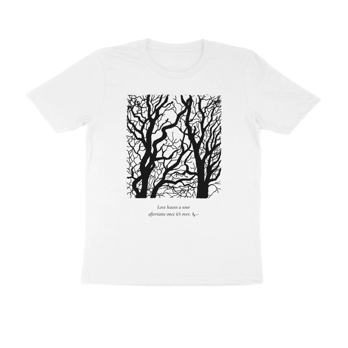 Bare Trees Tee – Sketch + poem front – White (front)