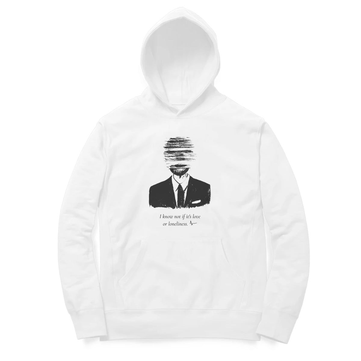 Faceless Hoodie (White, Sketch + quote front (Ak logo)) - White
