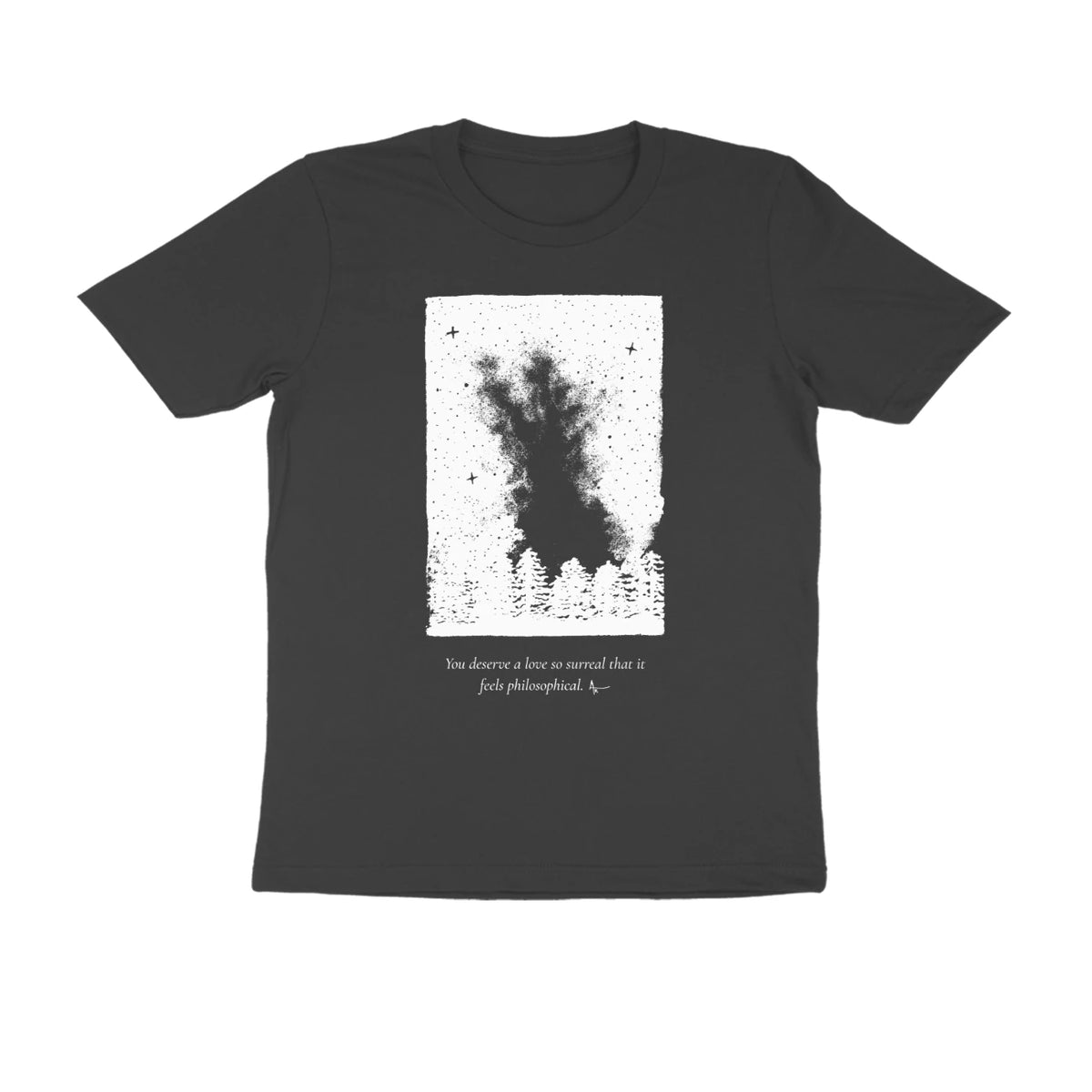Starfield Tee (Black, Sketch + quote front (Ak logo)) - Black