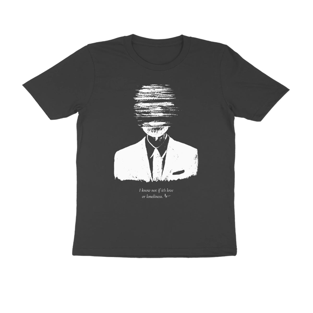 Faceless Tee (Black, Sketch + quote front (Ak logo)) - Black