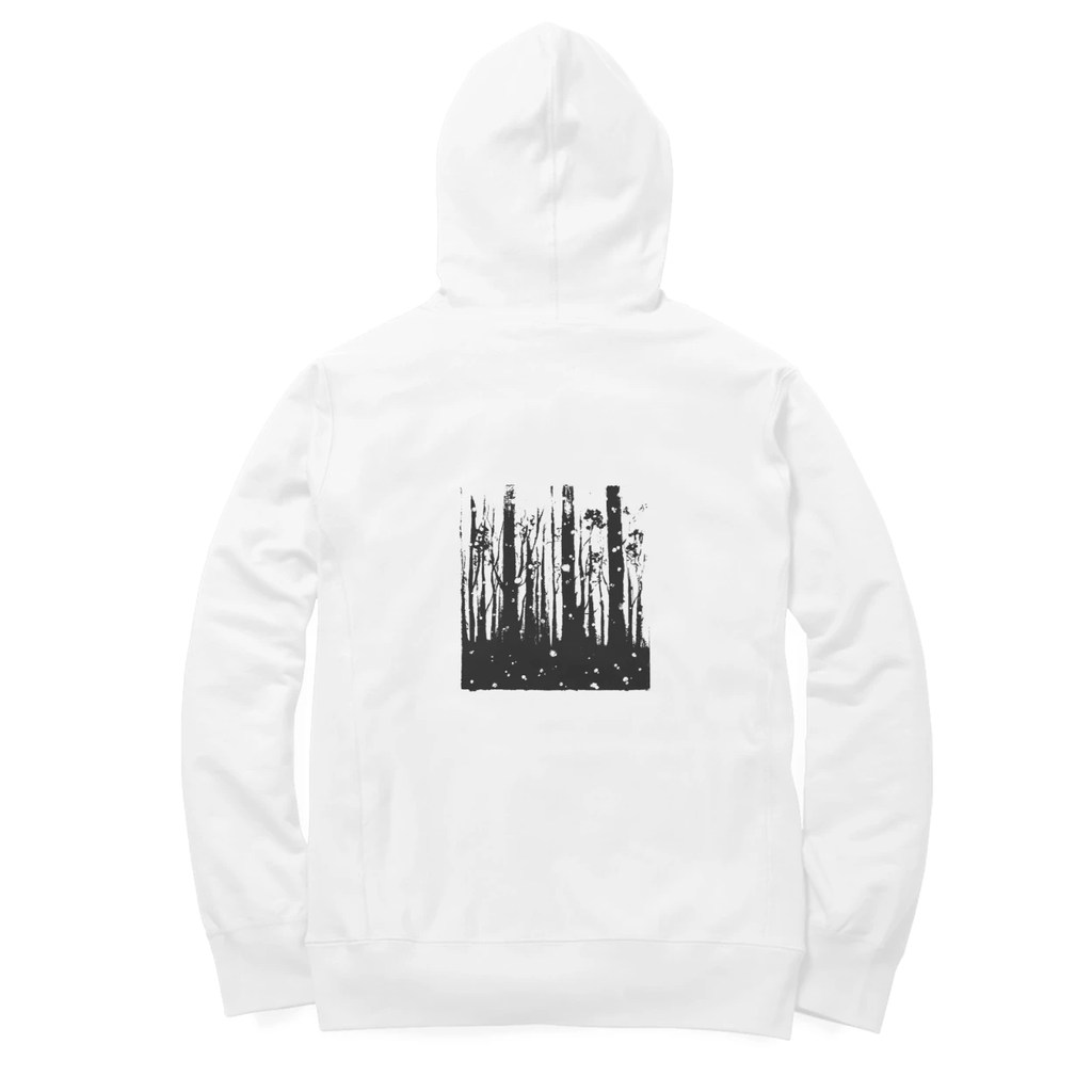 Forest Hoodie (White, Quote front / sketch back)