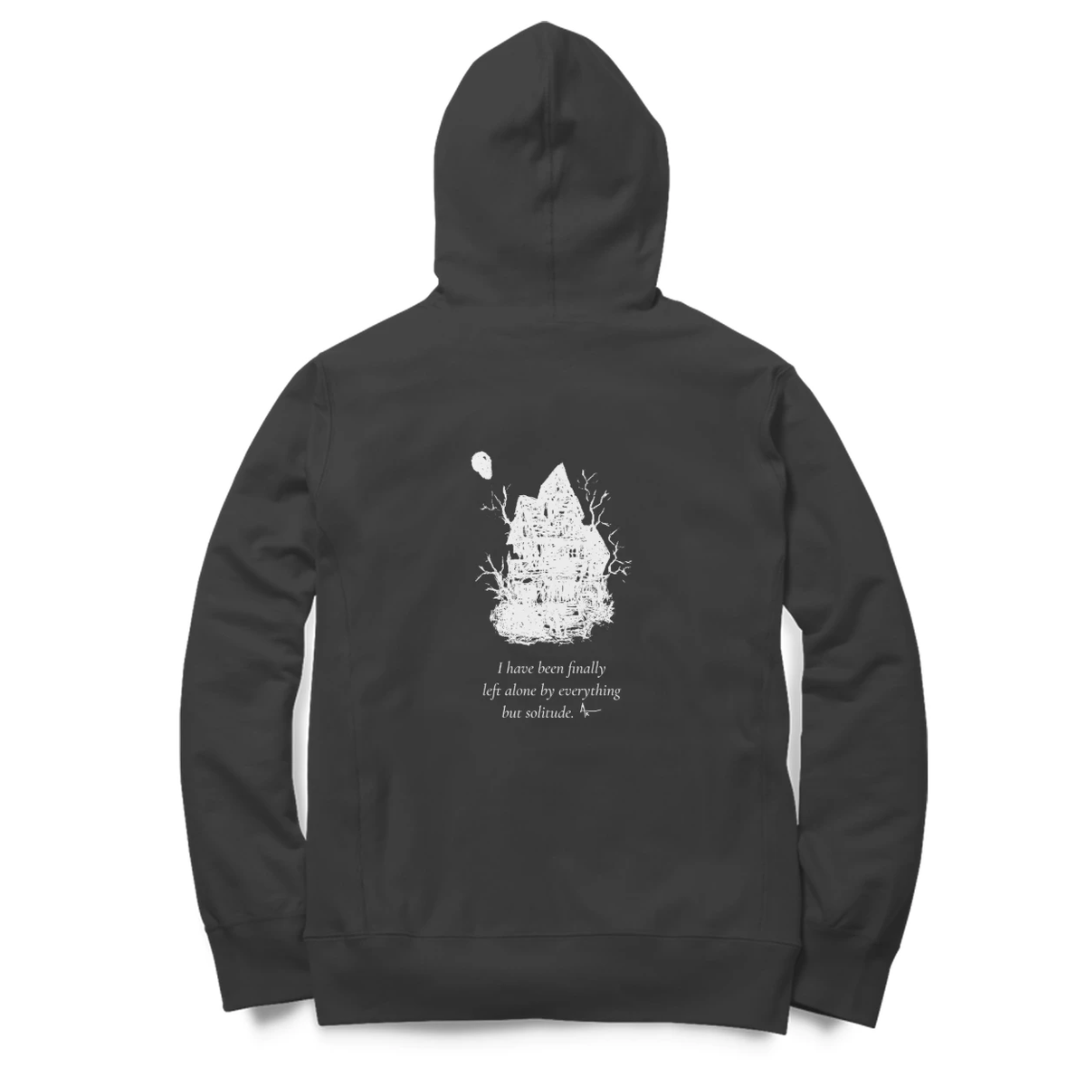 Haunted House Hoodie (Black, Ak chest logo front / sketch + quote back (Ak logo))