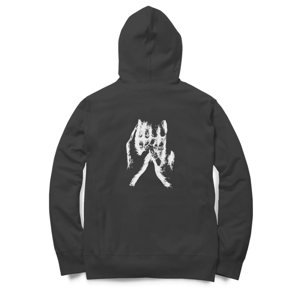 Held Hands Hoodie (Black, Quote front / sketch back)