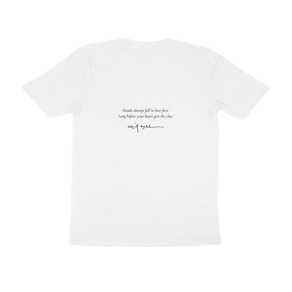 Held Hands Tee (White): Hands always fall in love first.