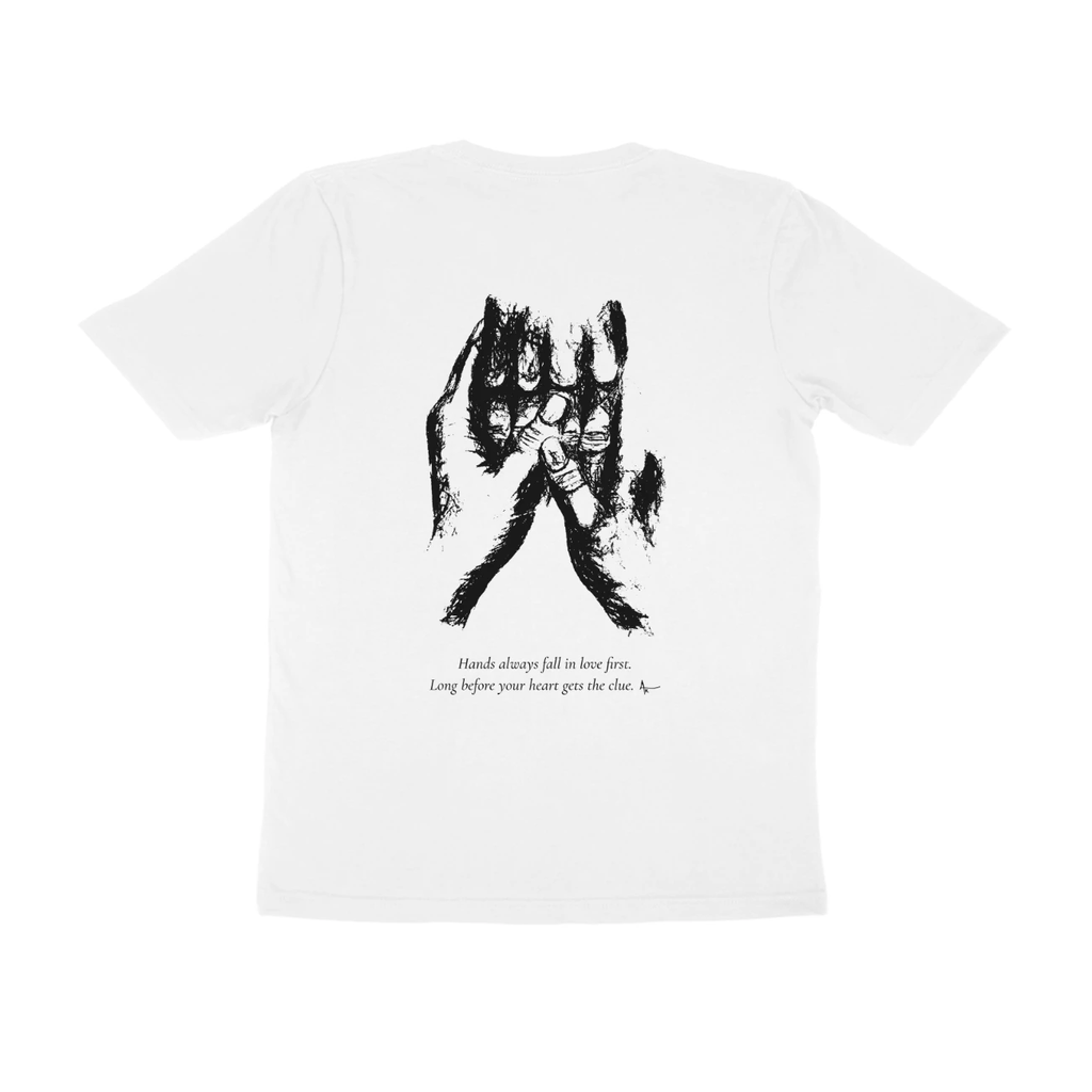 Held Hands Tee (White, Ak chest logo front / sketch + quote back (Ak logo))