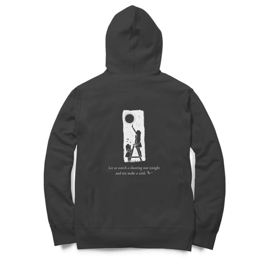 Moon Ladder Hoodie (Black, Ak chest logo front / sketch + quote back (Ak logo))