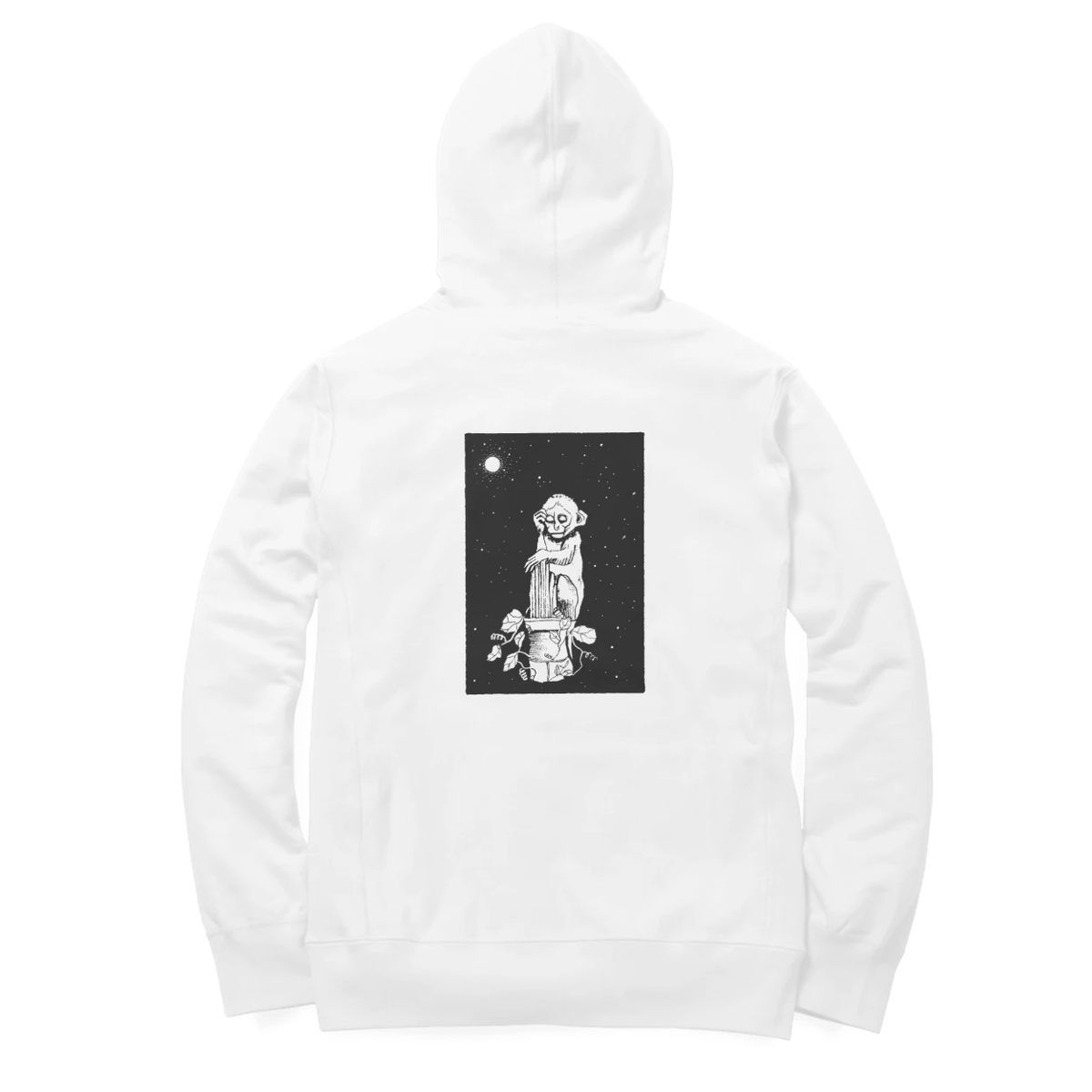 Night Figure Hoodie (White, Quote front / sketch back)