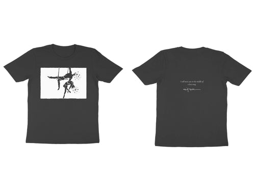 Aerialists Tee – Sketch front, poem back – Black (front and back)