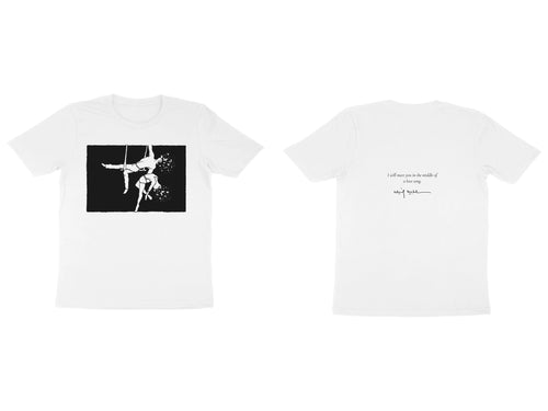 Aerialists Tee – Sketch front, poem back – White (front and back)
