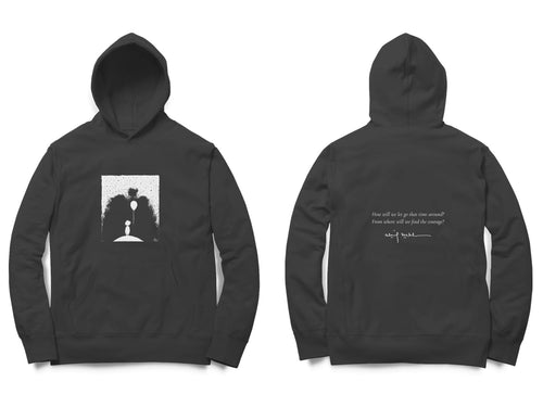 Balloon Girl Hoodie – Sketch front, poem back – Black (front and back)