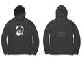 Blindfold Hoodie – Sketch front, poem back – Black (front and back)