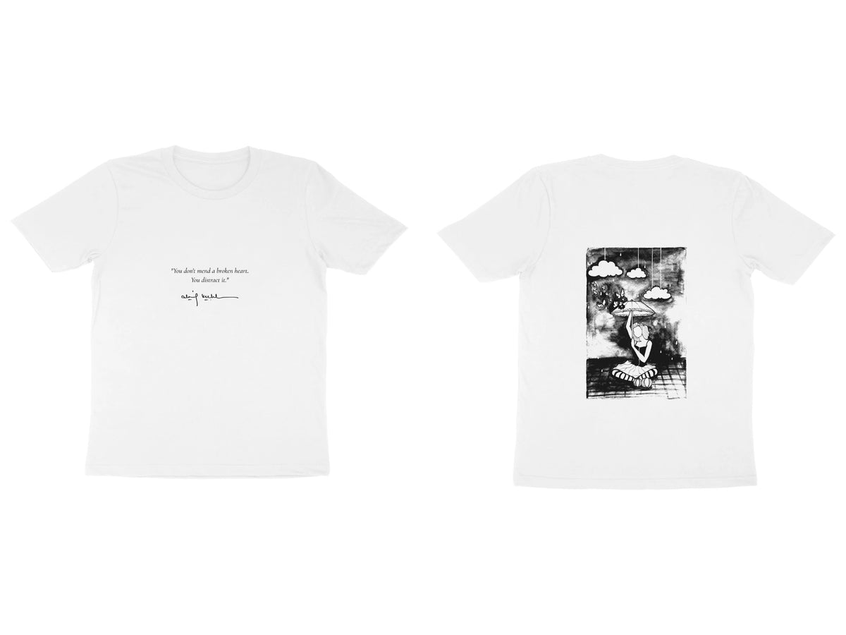 Cloud Dreamer Tee – Poem front, sketch back – White (front and back)