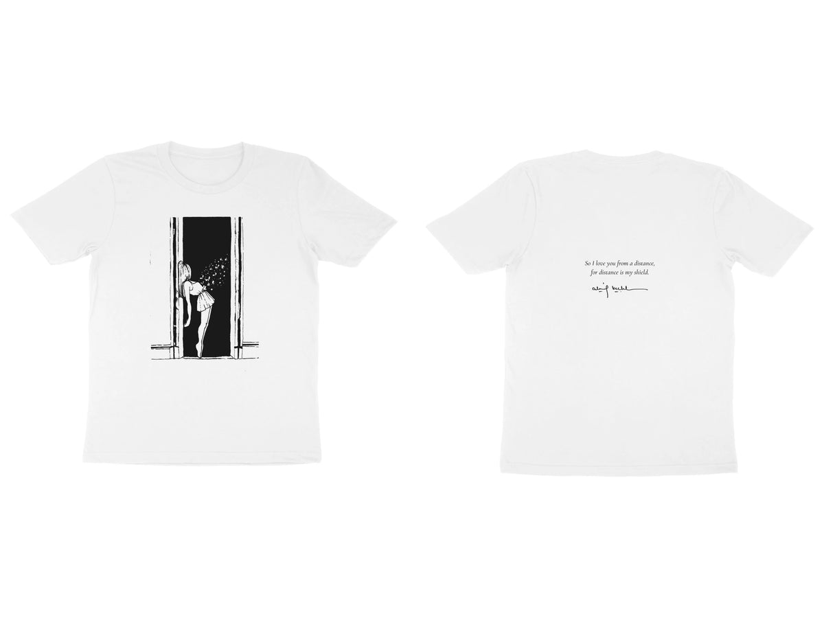 Doorway Tee – Sketch front, poem back – White (front and back)