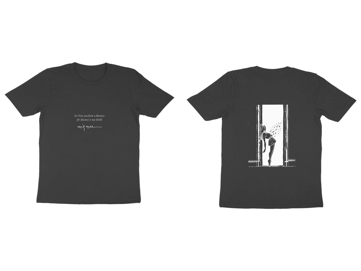 Doorway Tee – Poem front, sketch back – Black (front and back)